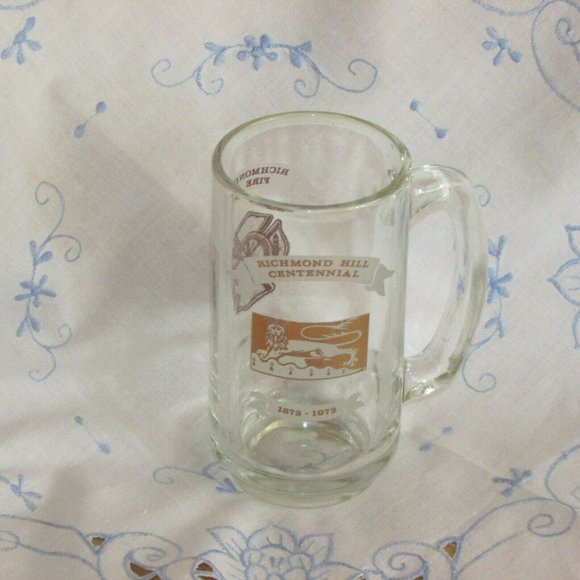 1973 Richmond Hill Fire Department Glass Beer Mug Centennial Vintage - Picture 5 of 6